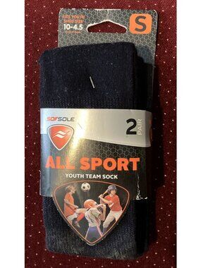 Sof Sole All Sport Youth Team Long Socks 2 Pair Small 10-4.5 Black
